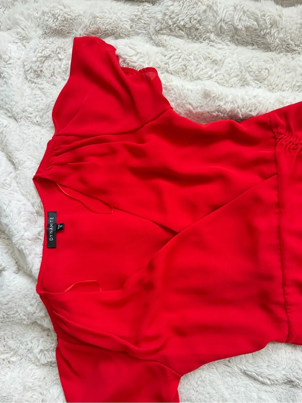 Dynamite Red Mini Dress with Side Ruching - Picture 2 of 5